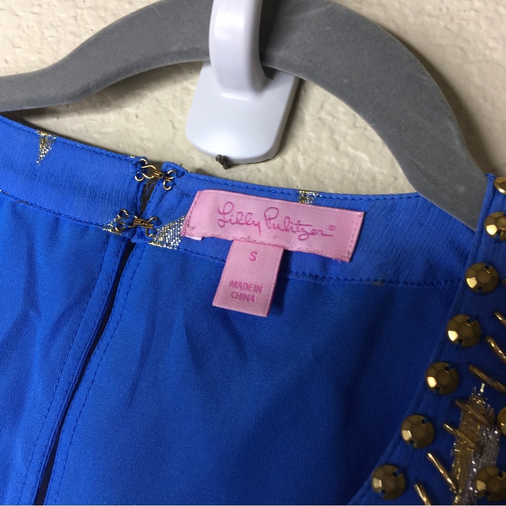 Lilly Pulitzer Ariele Romper Size Small Blue Diamond Clip - Picture 4 of 5